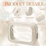 Abbylike 10 Pcs Clear Makeup Bags Bulk Tsa Approved Clear Toiletry Bags with Zipper PU Leather Waterproof Travel Makeup Organizer for Women Wedding Bridal DIY Gifts Bachelorette Party (Pink)