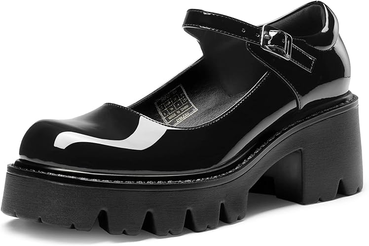 DREAM PAIRS Women's Mary Janes Shoes Platform Dress Low Heel Chunky Pumps Round Toe Ankle Strap Pumps Shoes Oxfords Esther