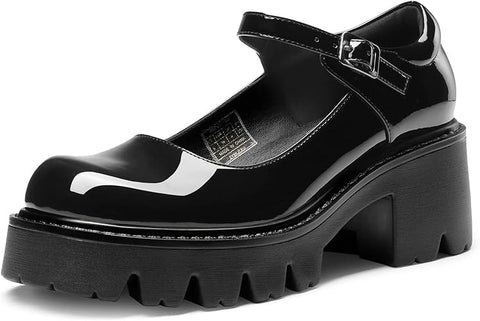 DREAM PAIRS Women's Mary Janes Shoes Platform Dress Low Heel Chunky Pumps Round Toe Ankle Strap Pumps Shoes Oxfords Esther