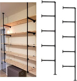 Industrial Wall Mount Iron Pipe Shelf Shelves Shelving Bracket Black Vintage Retro Ceiling Hung Shelf DIY Open Bookshelf Storage for offcie Room Kitchen (2PcsX5Tier,68" Tall,10" deep,Hardware Only)