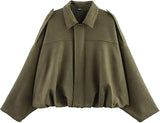 Xunger Women's Faux Suede Bomber Jacket Spring Lapel Pilot Coat Casual Oversized Long Sleeves Trendy Streetwear Outerwear