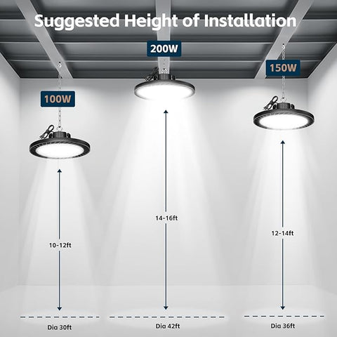 lvsdak UFO LED High Bay Lights 200W 30000LM 5000K 6 Pack with Plug Suitable for Warehouse Workshop Factory Gym Garage Barn AC100-277V