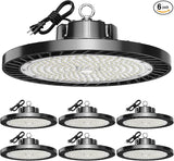 lvsdak UFO LED High Bay Lights 200W 30000LM 5000K 6 Pack with Plug Suitable for Warehouse Workshop Factory Gym Garage Barn AC100-277V