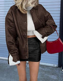 PRETTYGARDEN Women's Faux Leather Motorcycle Jacket Trendy Fall Spring Clothes Oversized Zip Up Winter Coat Outerwear