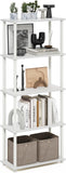 Furinno Turn-N-Tube Toolless Assembly 5-Tier Storage Shelves, White Book Shelf, Open Storage Bookshelf, for Organization and Storage, Living Room, Home Office, Bedroom, Plain White