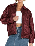 PRETTYGARDEN Women's Faux Leather Motorcycle Jacket Trendy Fall Spring Clothes Oversized Zip Up Winter Coat Outerwear