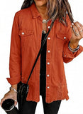Dokotoo Women's Oversized Denim Jacket Casual Long Sleeve Denim Shirts Distresse Jean Jacket