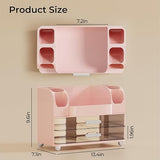 UFORU Makeup Organizer for Vanity with 2 Large Drawers, Cosmetic Display Case with Brush Holders, Easy to Storage for Bathroom Countertop Skincare, Perfume, White
